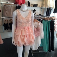 Ruffle Peach Dress - Thumbnail 1