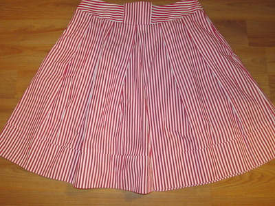 CATO Striped Pleated Flare Skirt