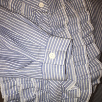 VINTAGE Striped Ruffle Blouse/Shirt - Thumbnail 1