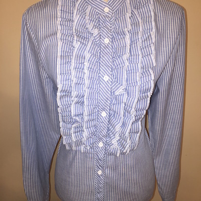 Vintage striped ruffle blouse/shirt