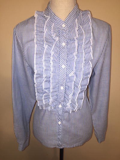 VINTAGE Striped Ruffle Blouse/Shirt