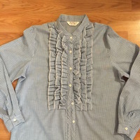 VINTAGE Striped Ruffle Blouse/Shirt - Thumbnail 3