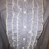 VINTAGE Striped Ruffle Blouse/Shirt - Thumbnail 4