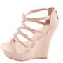 Pink Suede Strappy Wedge Sandals-1
