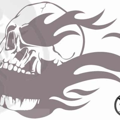 Skull with flames coming out of mouth