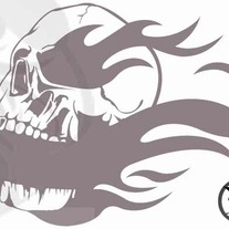 Skull with flames coming out of mouth