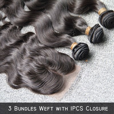 Virgin malaysian body wave with closure (20"/22"/24"-12")
