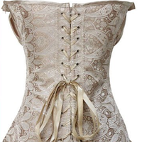 Sexy Satin Lacing Ivory and Black Corset - Thumbnail 3