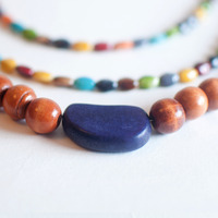 Long Multicolored Wooden Beads Necklace NL0684 - Thumbnail 1