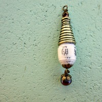 Handmade Paper Bead Pendant with Pearl: Chi - Thumbnail 1