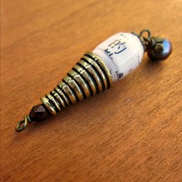 Handmade Paper Bead Pendant with Pearl: Chi - Thumbnail 2