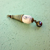 Handmade Paper Bead Pendant with Pearl: Chi - Thumbnail 3