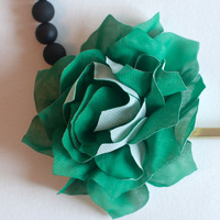 Polyster Cotton Green Flower Necklace, Chunky Flower Statement Necklace, Gold Metal Bar Antique Necklace Floral Styles, NL0769 - Thumbnail 4