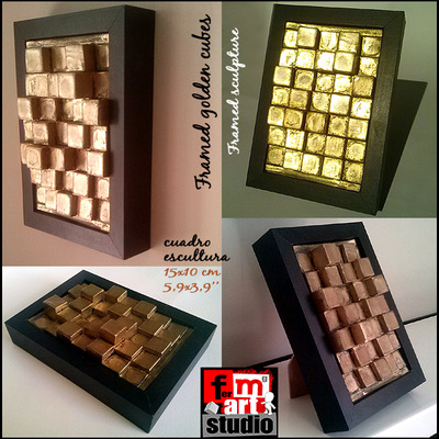 Framed golden cubes