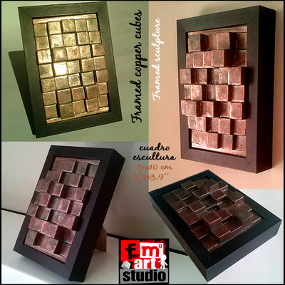 Framed copper cubes