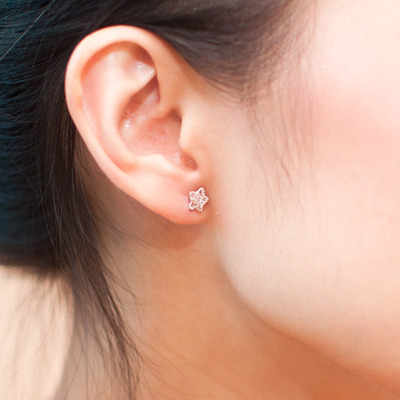 7mm star wire wrap earrings, er0415