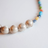 Glass Pearl Marble Statement Necklace NL0653 - Thumbnail 3