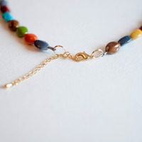 Glass Pearl Marble Statement Necklace NL0653 - Thumbnail 4