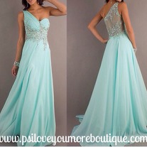 Mint One Shoulder Beaded Dress in Size 10 (Same Day Shipping) - Thumbnail 3