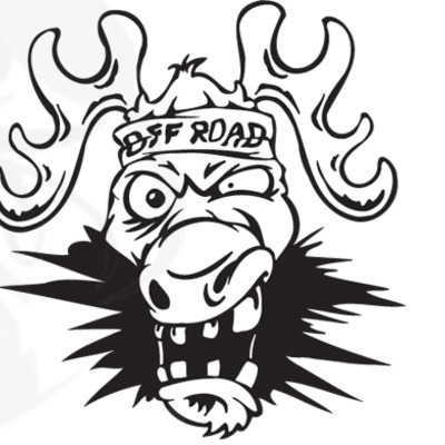 Off road crazy moose cartoon vinyl decal sticker (24" by 25")