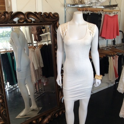 White Dress with Gold Studs