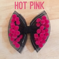 Hot Pink PomPom Bow - Thumbnail 1