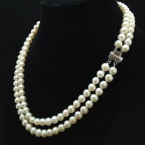 Genuine Pearl Necklace, AAA+ Pearl Necklace, Double Strand Pearl Necklace, Multi strand Freshwater Pearl Necklace
