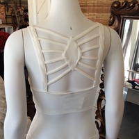 Décolleté Knit Crop Top in Ivory - Thumbnail 3