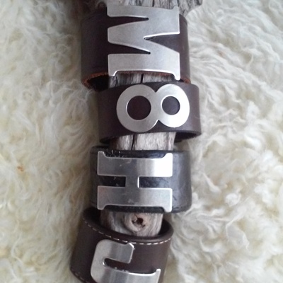 Leather cuff letters & numbers custom bracelets one of a kind