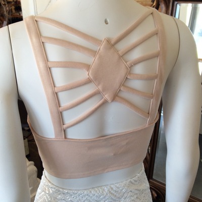 Décolleté knit crop top in nude