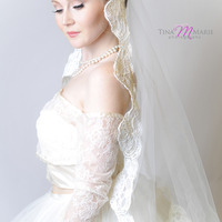 Gillian Lace Bridal Jacket with Ribbon Detail - Thumbnail 1