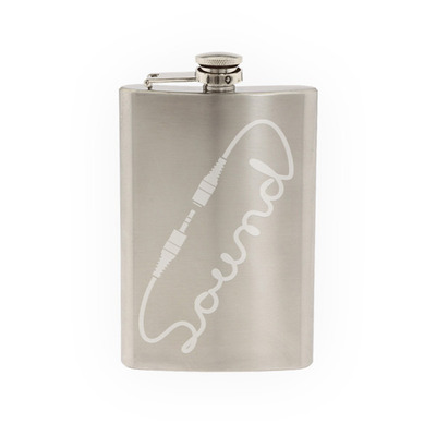 Audio #2 - sound calligraphy jack connector plug dj - music calligraphy jack connector plug dj - etched 8 oz stainless steel flask