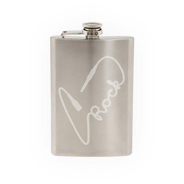 Audio #3 - Rock Calligraphy Jack Connector Plug Dj - Music Calligraphy Jack Connector Plug Dj - Etched 8 Oz Stainless Steel Flask