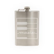 Audio #4 - Music Calligraphy Piano Midi Dj Keyboard - Etched 8 Oz Stainless Steel Flask