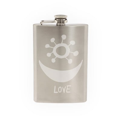 Adinkra Akan #5 - Love African Sign Symbology - Etched 8 Oz Stainless Steel Flask