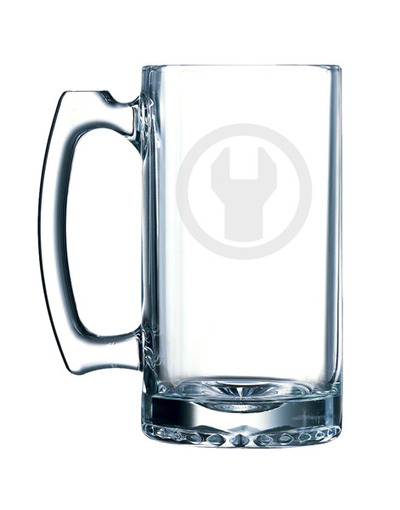Car Garage Art #8 - Wrench Engine Maintenance Symbol - 25 oz Glass Stein