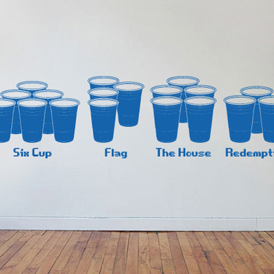 Beer pong reracks display blue party cup wall art vinyl decal