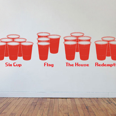 Beer pong reracks display red party cup wall art vinyl decal