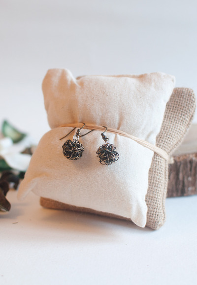  Copper Wire Black Drop Earrings, Metal Wire Jewelry, Handmade Metal Jewelry, ER0794