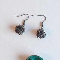  Copper Wire Black Drop Earrings, Metal Wire Jewelry, Handmade Metal Jewelry, ER0794 - Thumbnail 1