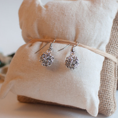 Silver wire drop earrings, metal wire jewelry, handmade metal jewelry, er0796 - Thumbnail 1