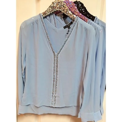 Light blue beaded blouse - Thumbnail 4