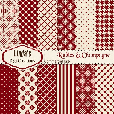 Rubies & Champagne (Digital Paper Pack)