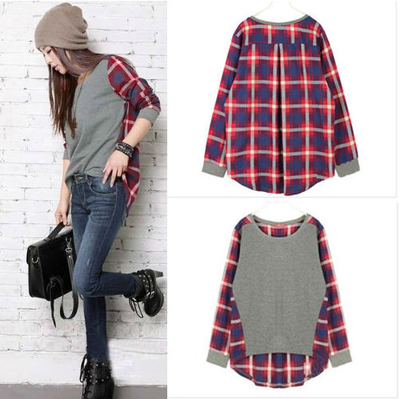 Red Plaid Loose Long Sleeve