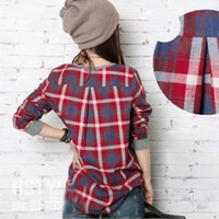 Red Plaid Loose Long Sleeve - Thumbnail 2