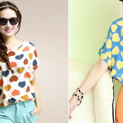 Heart prints chiffon top - Thumbnail 3
