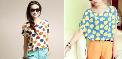 Heart Prints Chiffon Top