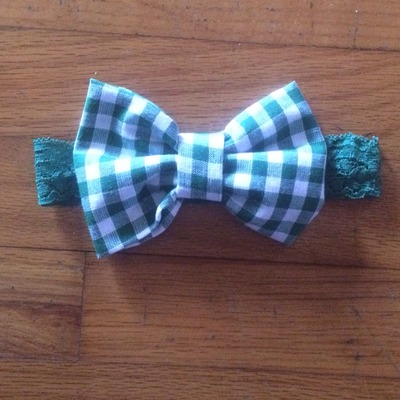 Green plain bow on lace