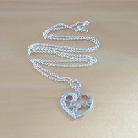 925 Silver Love Heart Pendant & 18" Silver Chain/Silver Heart Necklace/Heart Jewellery/Heart Jewelry/Heart Jewelery/925 Silver Heart Pendant - Thumbnail 1
