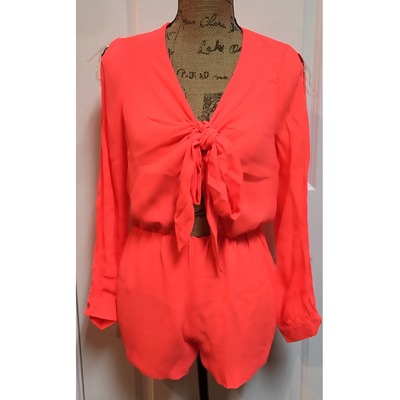 Neon coral romper - Thumbnail 5